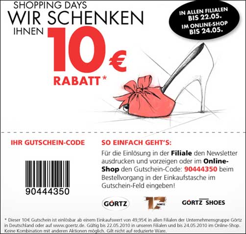 Görtz Shopping Days mit 10 EUR Rabatt