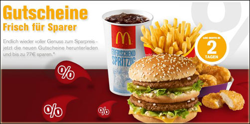 McDonalds – Gutscheine September 2010