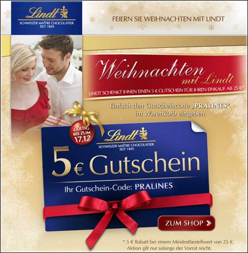 Lindt - 5 Euro Gutschein
