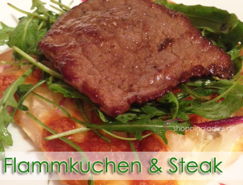 Birnenflammkuchen mit Rucola & Rindersteak